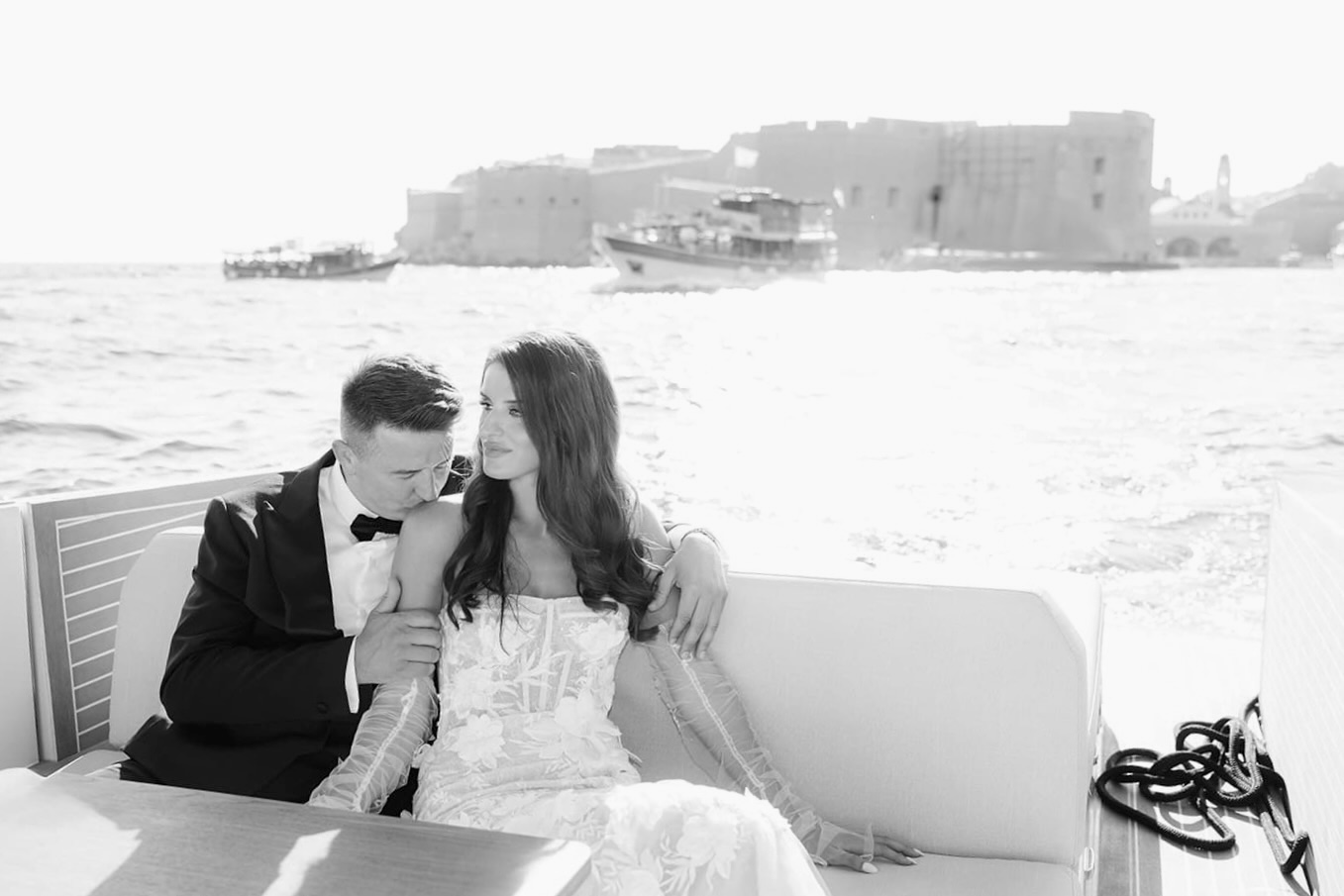 Call to action for wedding clients, image of a couple on wedding day
